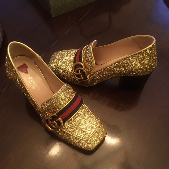 gucci gold glitter shoes